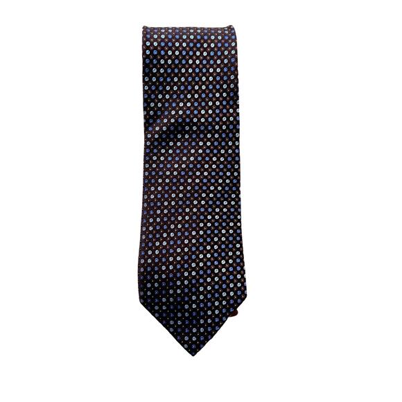 Vintage Stafford Chocolate Brown Polka Dot Silk Necktie - Picture 1 of 4